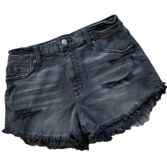 NWT Fashion Denim Nova Black Out High Rise Stretch Distressed Shorts Size 3 - Picture 7 of 7